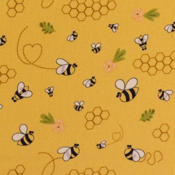 Baumwolldruck Bienen goldgelb von Swafing